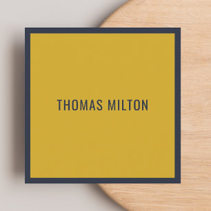 Minimalistische Elegante Blau Geel Consultant Vierkante Visitekaartje
