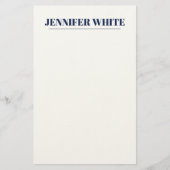 Minimalistische Elegante Blauw & Wit Vlakte Retro Briefpapier (Voorkant)