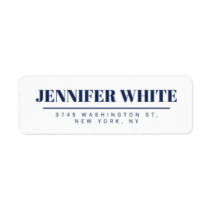 Minimalistische Elegante Blauw & Wit Vlakte Retro Etiket