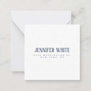 Minimalistische Elegante Blauw & Wit Vlakte Retro Notitiekaartje
