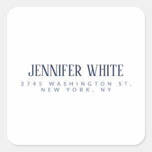 Minimalistische elegante blauw-witte vetgedrukte r vierkante sticker