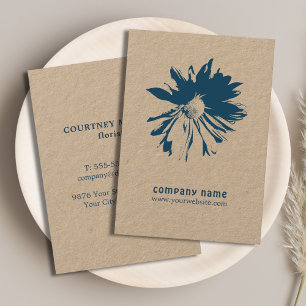 Minimalistische Elegante Blauwe Bloemist Visitekaartje