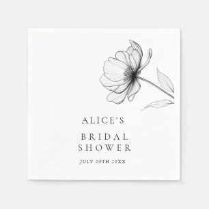 Minimalistische Elegante Bloem Tekening Bruidsdouc Servet