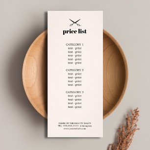 Minimalistische Elegante Blush Kapsalon Prijslijst Reclamekaart