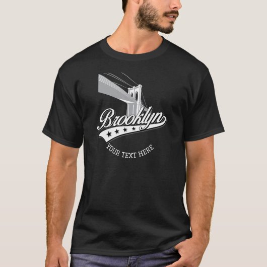 Minimalistische Elegante Brooklyn Design Zwarte T- T-shirt (Voorkant)