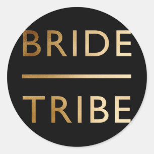 minimalistische elegante bruidtribe faux goudtekst ronde sticker