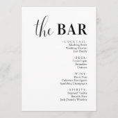 Minimalistische elegante bruiloft Drinken Bar Menu (Voorkant)