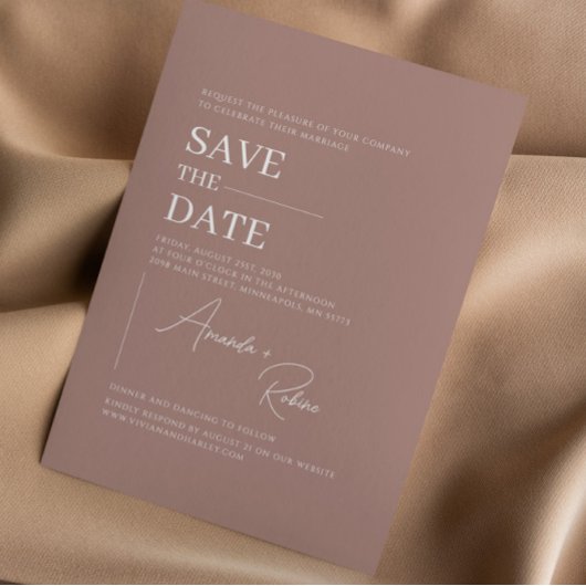 Minimalistische elegante bruine save the date