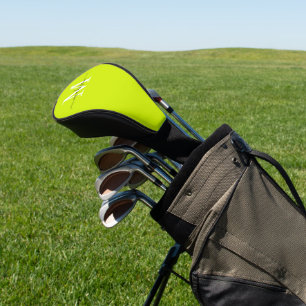 Minimalistische Elegante Chartreuse Gele Monogram Golfheadcover