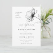 Minimalistische elegante chique bloemenbruiloft kaart (Staand voorkant)