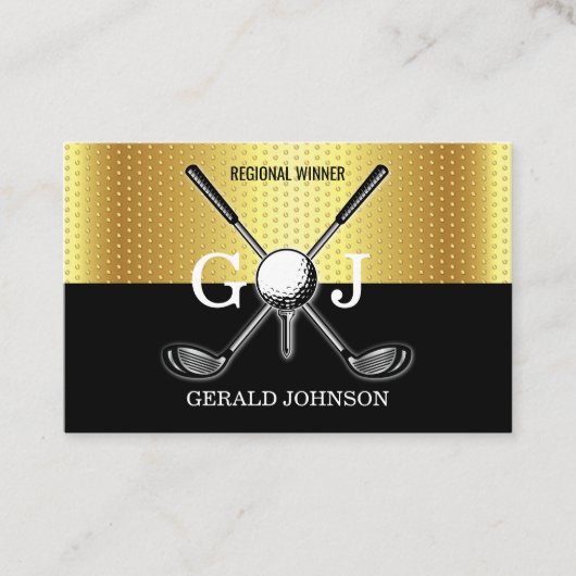 Minimalistische Elegante Custom Golf Monogram Desi Visitekaartje (Voorkant)