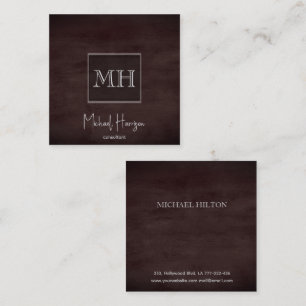 Minimalistische elegante effen bruine textuur mono vierkante visitekaartje