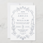 Minimalistische Elegante Floral Wreath Bruiloft Kaart (Voorkant)