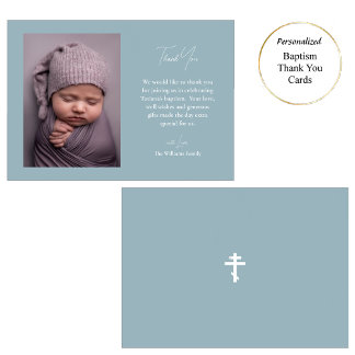 Minimalistische elegante foto Orthodoxe doop Bedankkaart