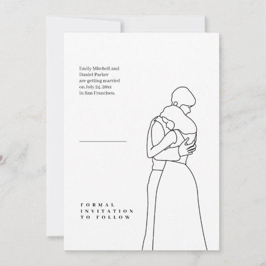 Minimalistische Elegante Foto Save the date Uitnod (Achterkant)