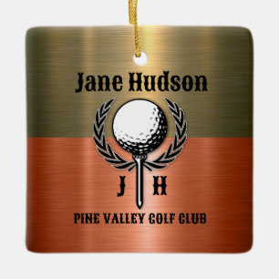 Minimalistische Elegante Geborstelde Koperen Golf Keramisch Ornament