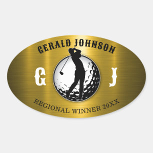 Minimalistische Elegante Golf Design Ovale Sticker