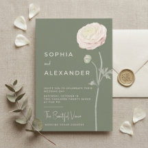 Minimalistische Elegante Groene Ranunculus Trouw