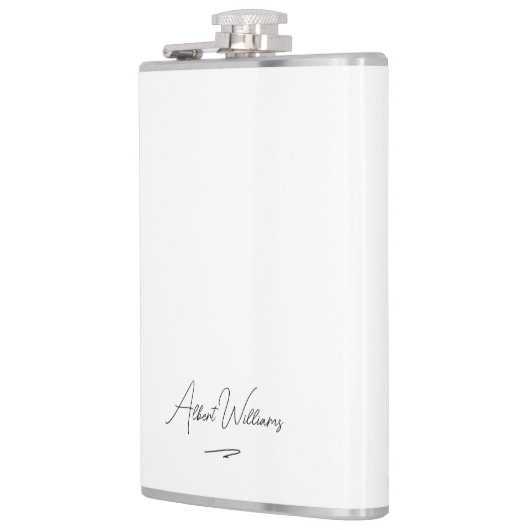 Minimalistische Elegante Handgeschreven Aangepaste Heupfles (Links)