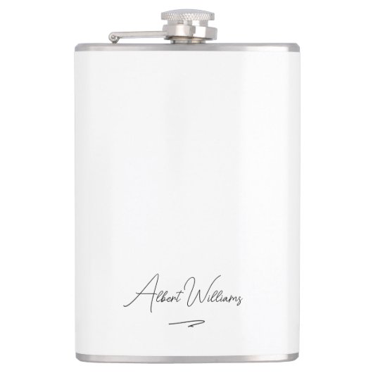 Minimalistische Elegante Handgeschreven Aangepaste Heupfles (Voorkant)