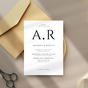 Minimalistische Elegante Initialen Huwelijksuitnod Kaart