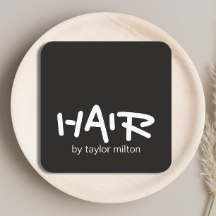 Minimalistische elegante ivoor zwart wit haar styl vierkante visitekaartje