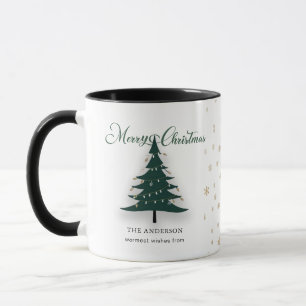 Minimalistische Elegante Kerstboom Sneeuwvlokken Mok