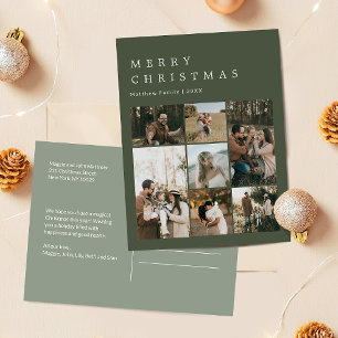 Minimalistische Elegante Kerstmis Familie Fotocoll Feestdagenkaart