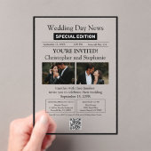 Minimalistische elegante krant bruiloft acryl uitnodigingen (Insitu (Draagbaar))