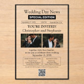 Minimalistische elegante krant bruiloft acryl uitnodigingen (Voorkant)