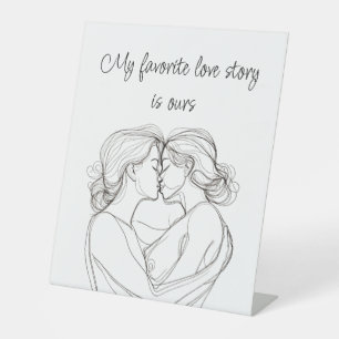 Minimalistische Elegante Lesbische Kus Reclamebord Met Voetstuk