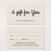 Minimalistische Elegante Licht Beige Salon Gift Ka Visitekaartje (Voorkant /achterkant)