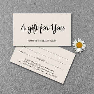 Minimalistische Elegante Licht Beige Salon Gift Ka Visitekaartje