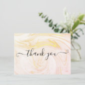 Minimalistische Elegante Marmeren Script Bedankkaart (Staand voorkant)
