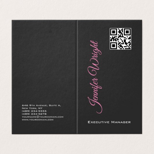 Minimalistische elegante moderne grijze effen QR-c Visitekaartjes (Buitenkant ongevouwen)