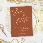 Minimalistische Elegante Moderne Terracotta Bruilo Save The Date