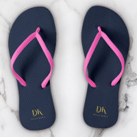 Minimalistische Elegante Monogram Navyblauw Gouden