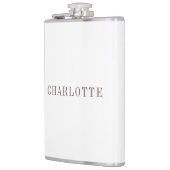 Minimalistische elegante naam voor klassieke profe heupfles (Links)