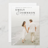 Minimalistische Elegante QR Code Fotobruiloft Kaart (Voorkant / Achterkant)