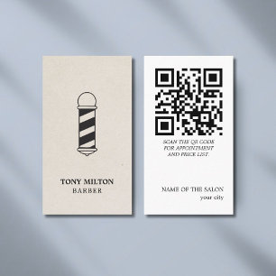 Minimalistische Elegante QR Papier Textuur Barber Visitekaartje