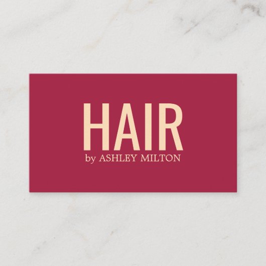 Minimalistische elegante rood gele kapsalon visitekaartje (Voorkant)