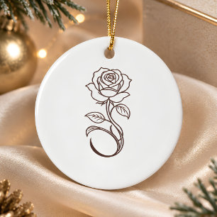 Minimalistische Elegante Roos Aangepaste Familiena Keramisch Ornament