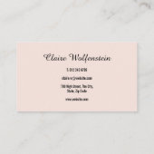 Minimalistische Elegante Roze Roze Schrift Profess Visitekaartje (Achterkant)