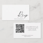 Minimalistische Elegante RSVP QR-code Informatiekaartje (Voorkant / Achterkant)
