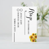 Minimalistische Elegante rustieke zonnebloem bruil RSVP Kaartje (Staand voorkant)