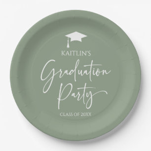 Minimalistische elegante Sage Green Graduation Par Papieren Bordje