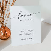 Minimalistische elegante script bruiloft gunsten reclamebord met voetstuk