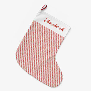 Minimalistische Elegante Script Rode Streep Patroo Grote Kerstsok