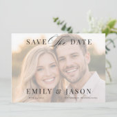 Minimalistische Elegante Script Save the Date Kaar (Staand voorkant)
