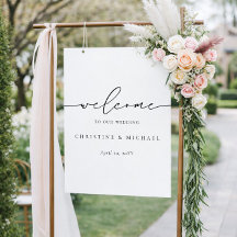 Minimalistische Elegante Script Welkom Trouwkaart